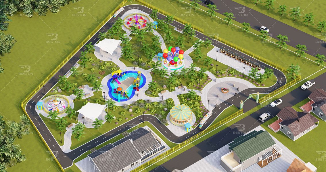 Дизайн парка развлечений с высоты птичьего полета