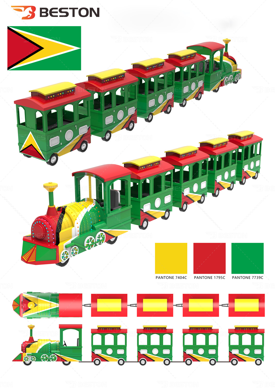 Oanpaste treinride - Guyana flaggetema