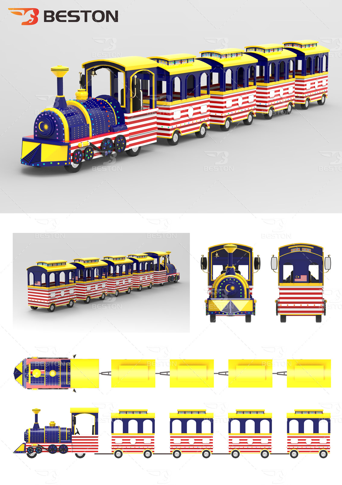 Oanpaste trein attraksje - Maleisyske flagge tema