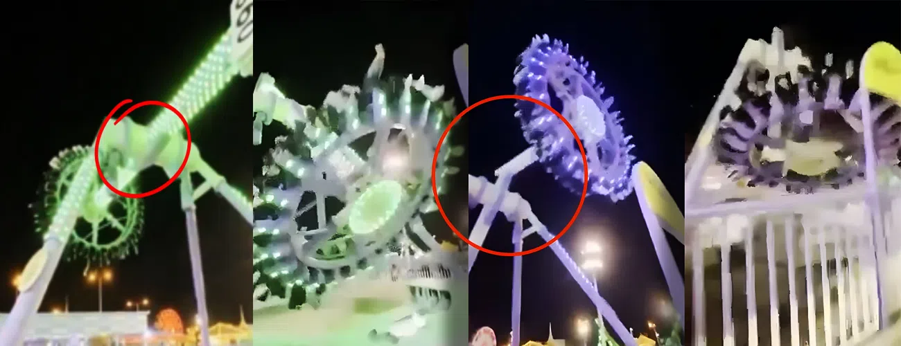 360° pendulum ride in Saudi Arabia suddenly collapses