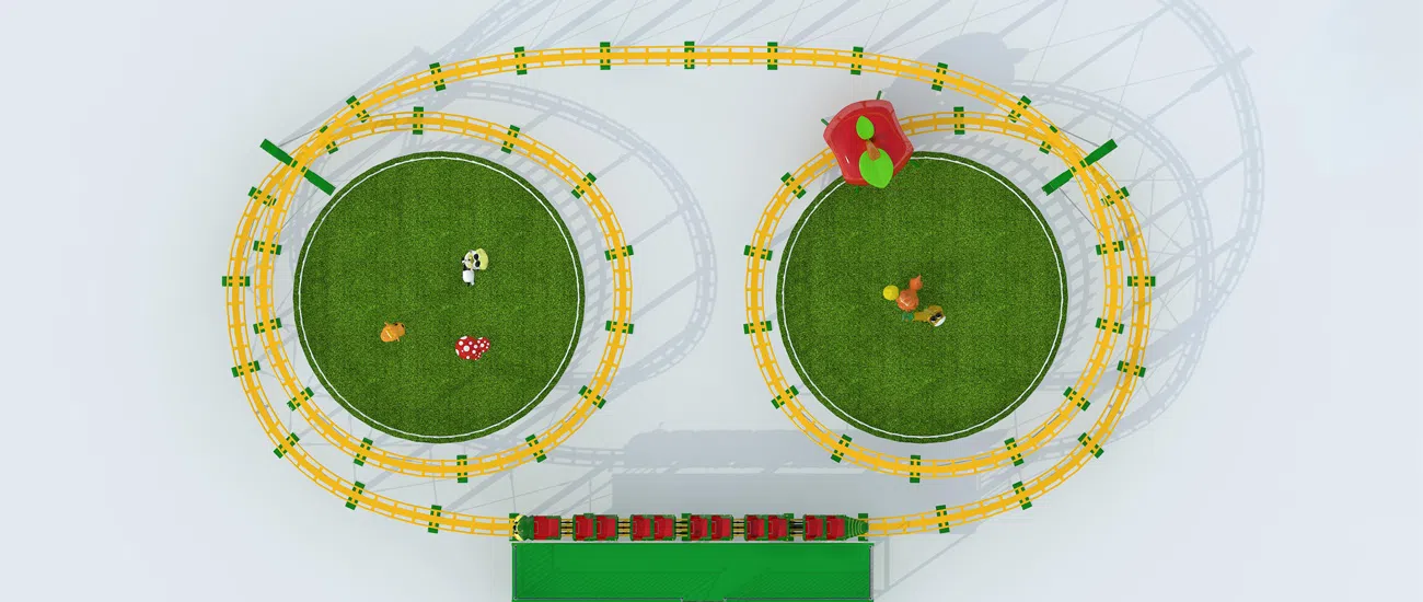 Гибкая конфигурация размещения аттракциона Гусеница