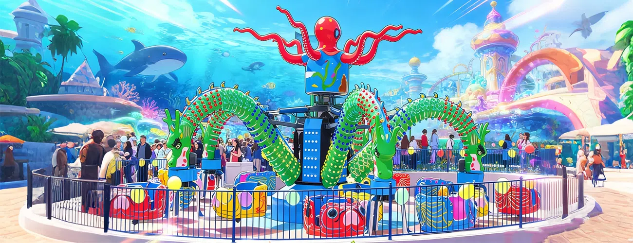 Аттракцион Осьминог: яркий дизайн, создающий сказочный морской мир