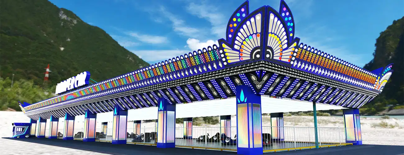 Иммерсивный визуальный дизайн тематического аттракциона автодром