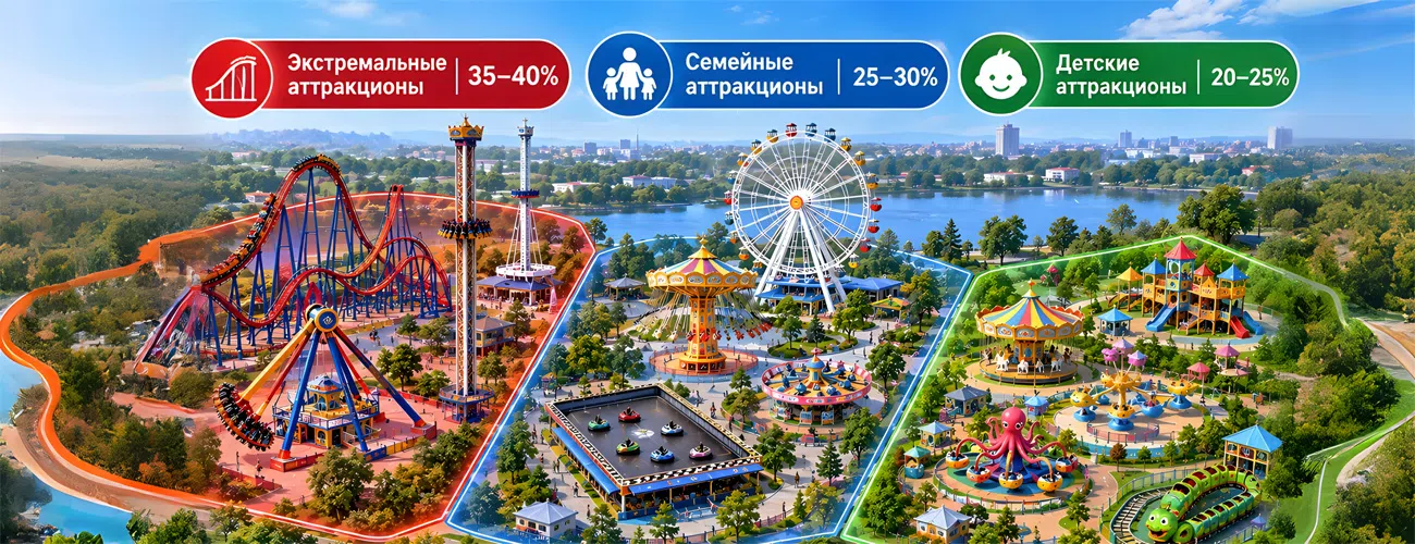 Грамотное зонирование и подбор аттракционов для создания сбалансированного парка